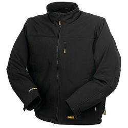 Profile of black soft shell heated jacket