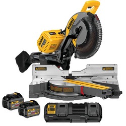 DEWALT - 12305mm 120V MAX Double Bevel Sliding Compound Miter Saw Kit with CUTLINETM Blade Positioning System includes 2 batteries 1 dual port fast charger - DHS790T2