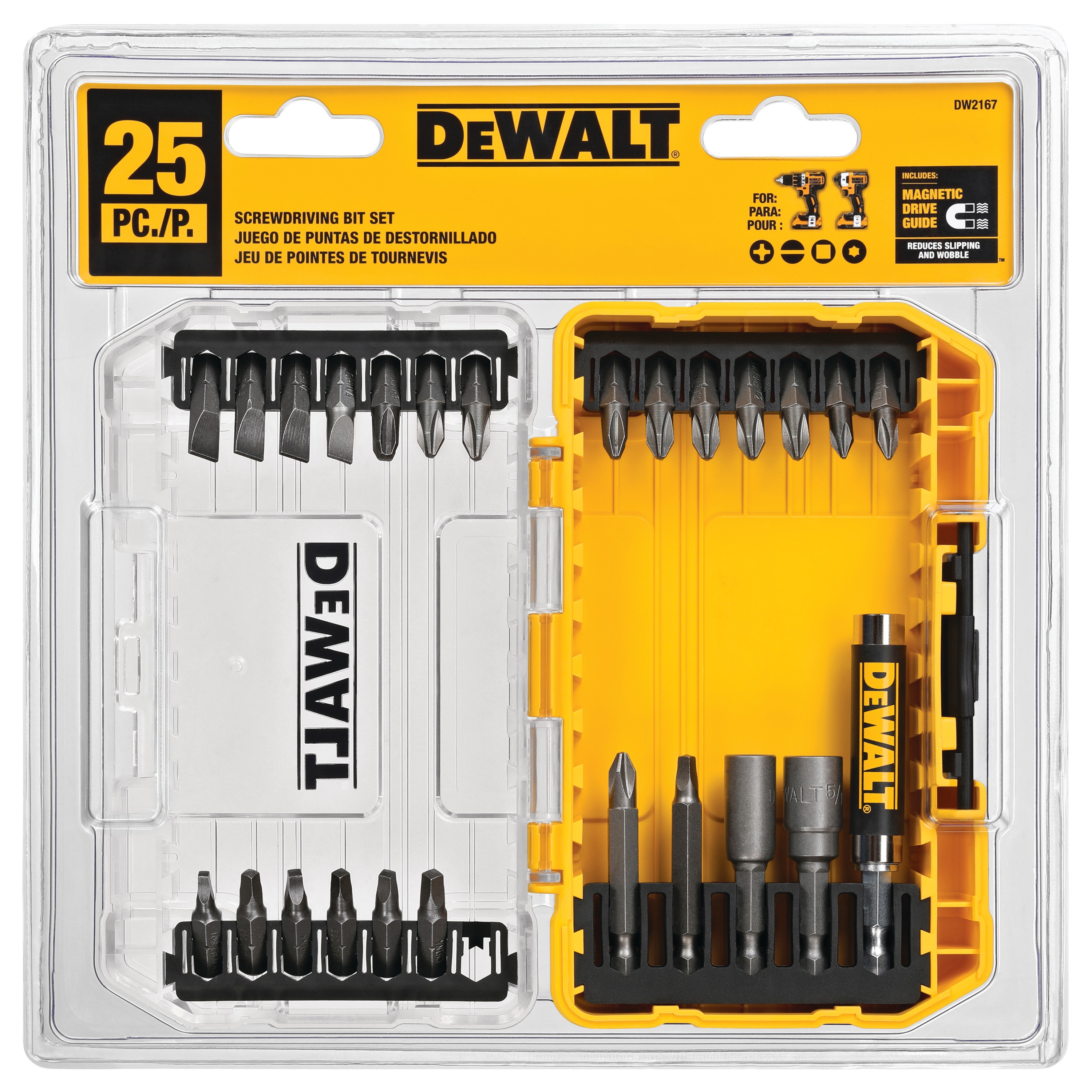 25 pièces Ensemble de vissage avec coffret ToughCaseMD - DW2167 | DEWALT