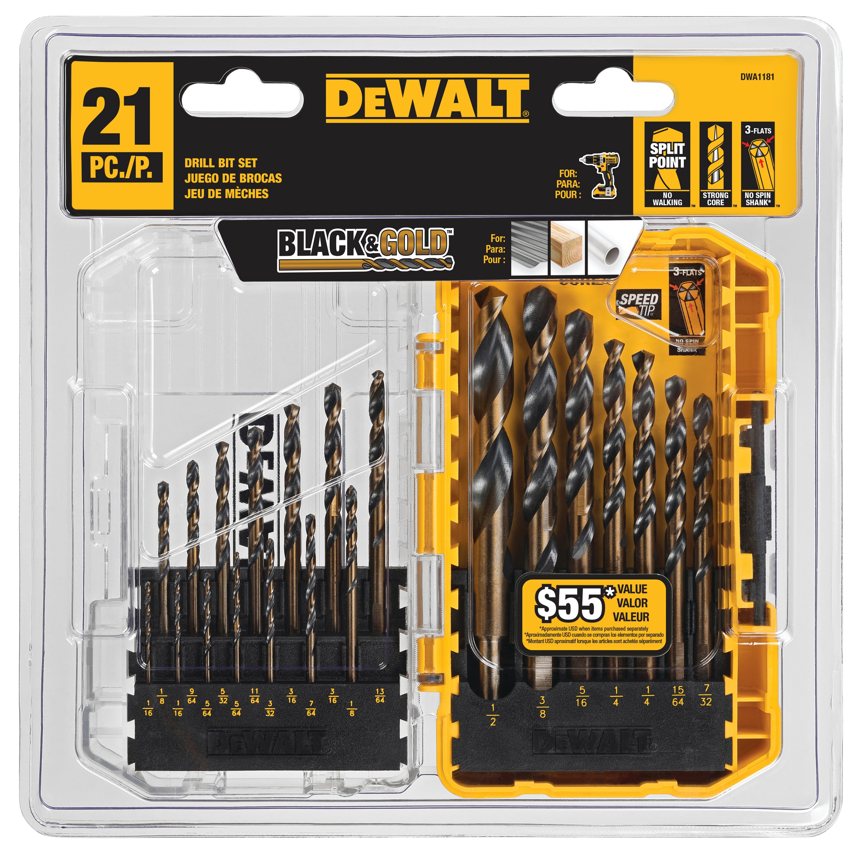 Black and Gold Drill Bit Sets DEWALT
