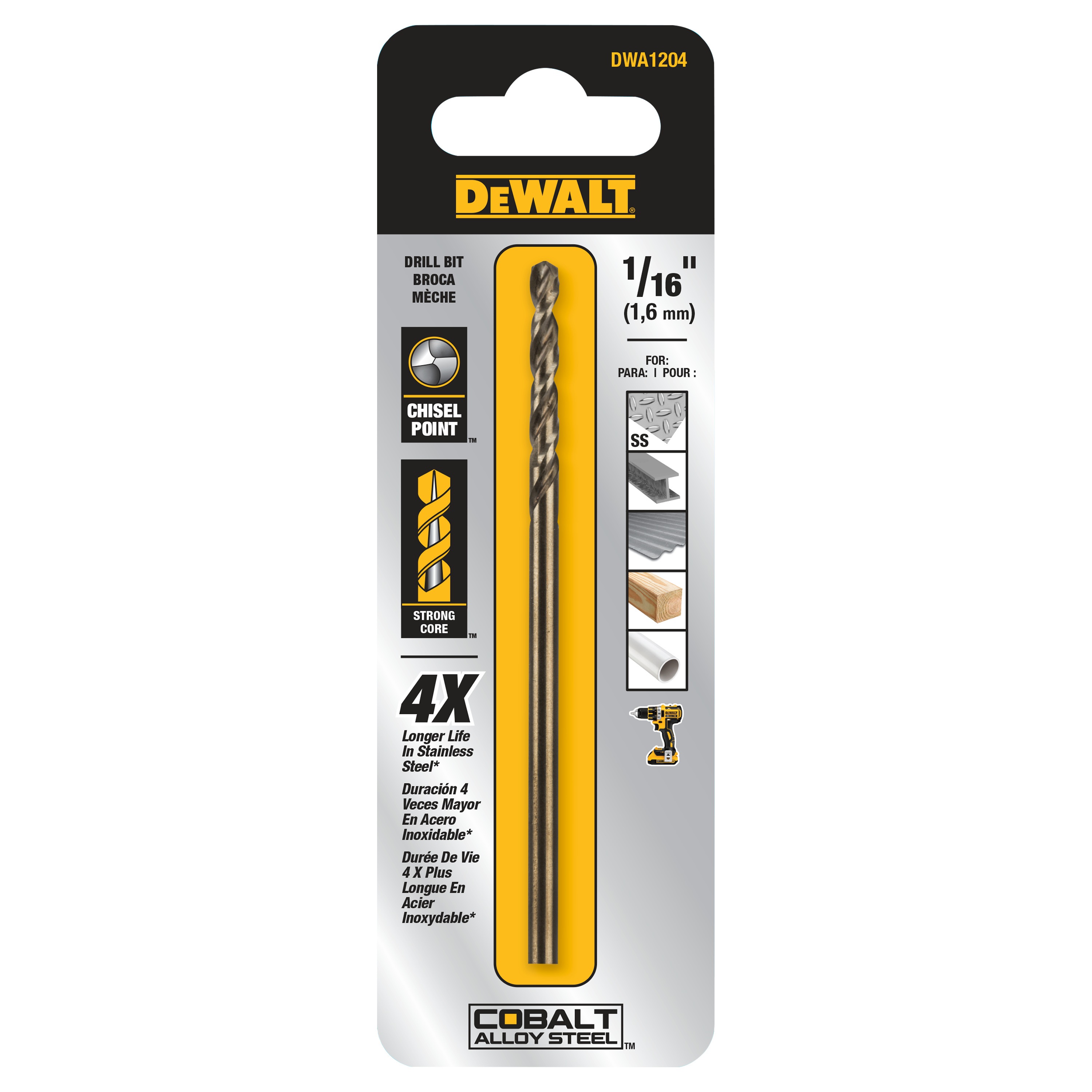 1/8" Industrial Cobalt DWA1208 DEWALT