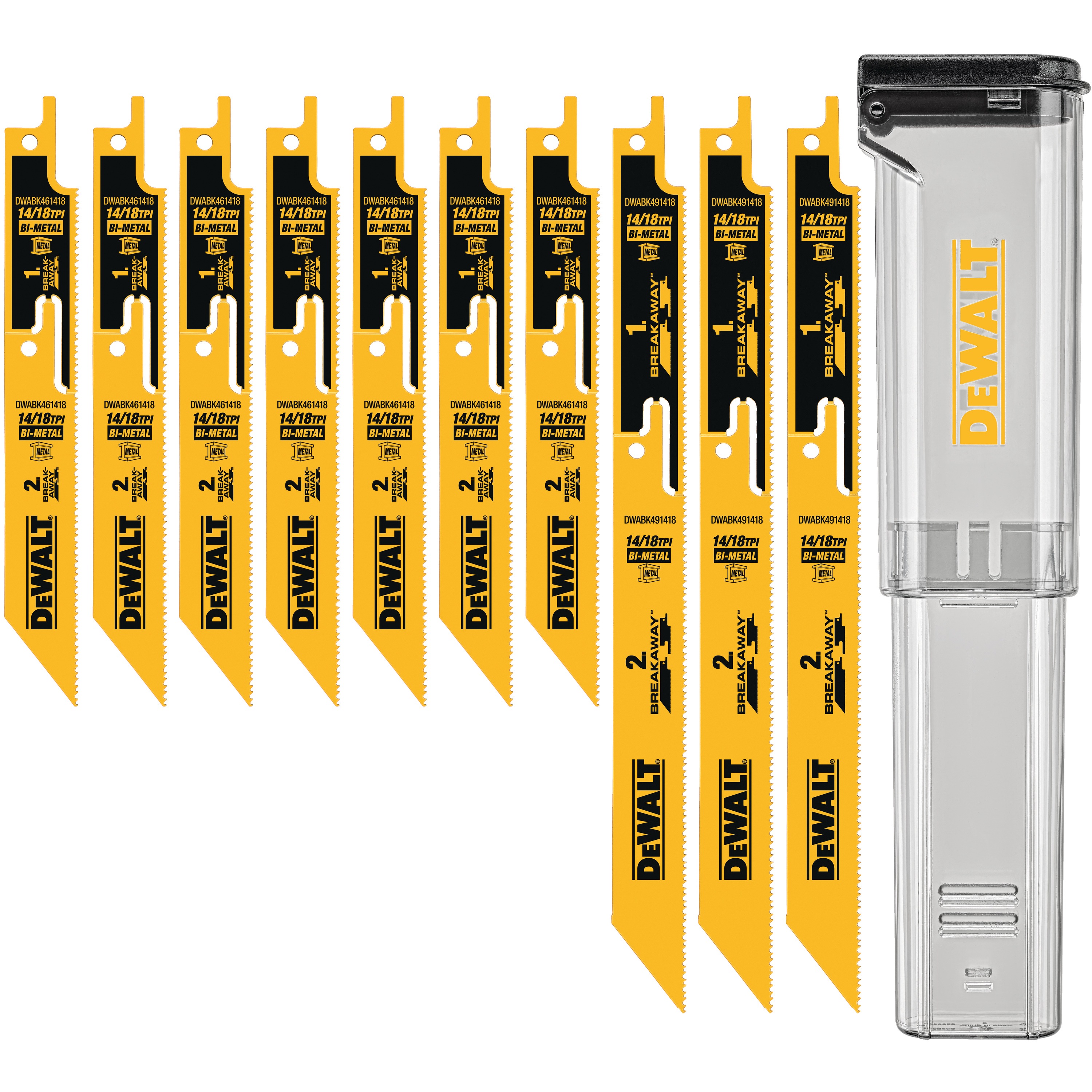 10PC. BREAKAWAY™ RECIPROCATING SAW BLADE SET W/CASE DWABK410SETCS DEWALT