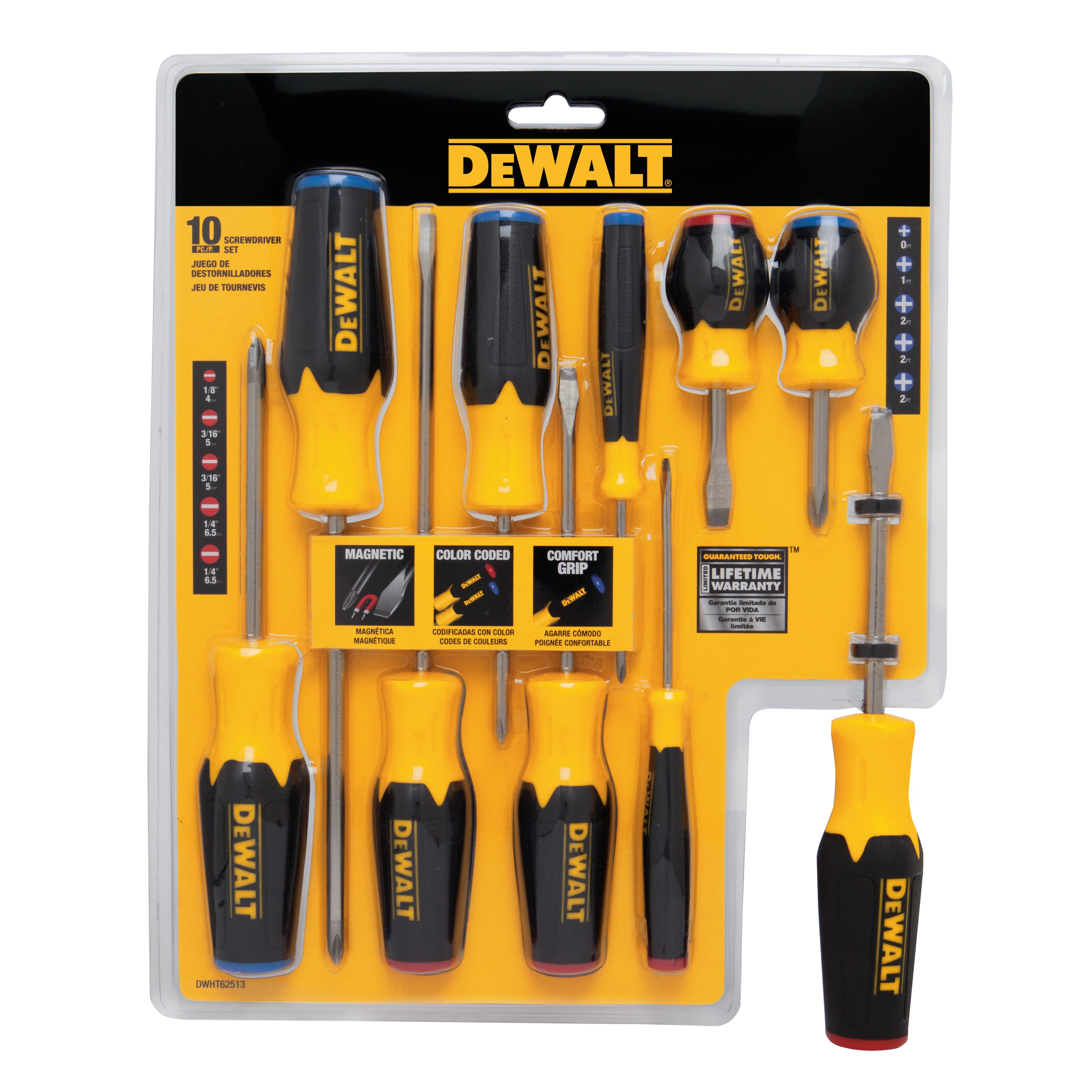 10 Pc Screwdriver Set DWHT62513 DEWALT