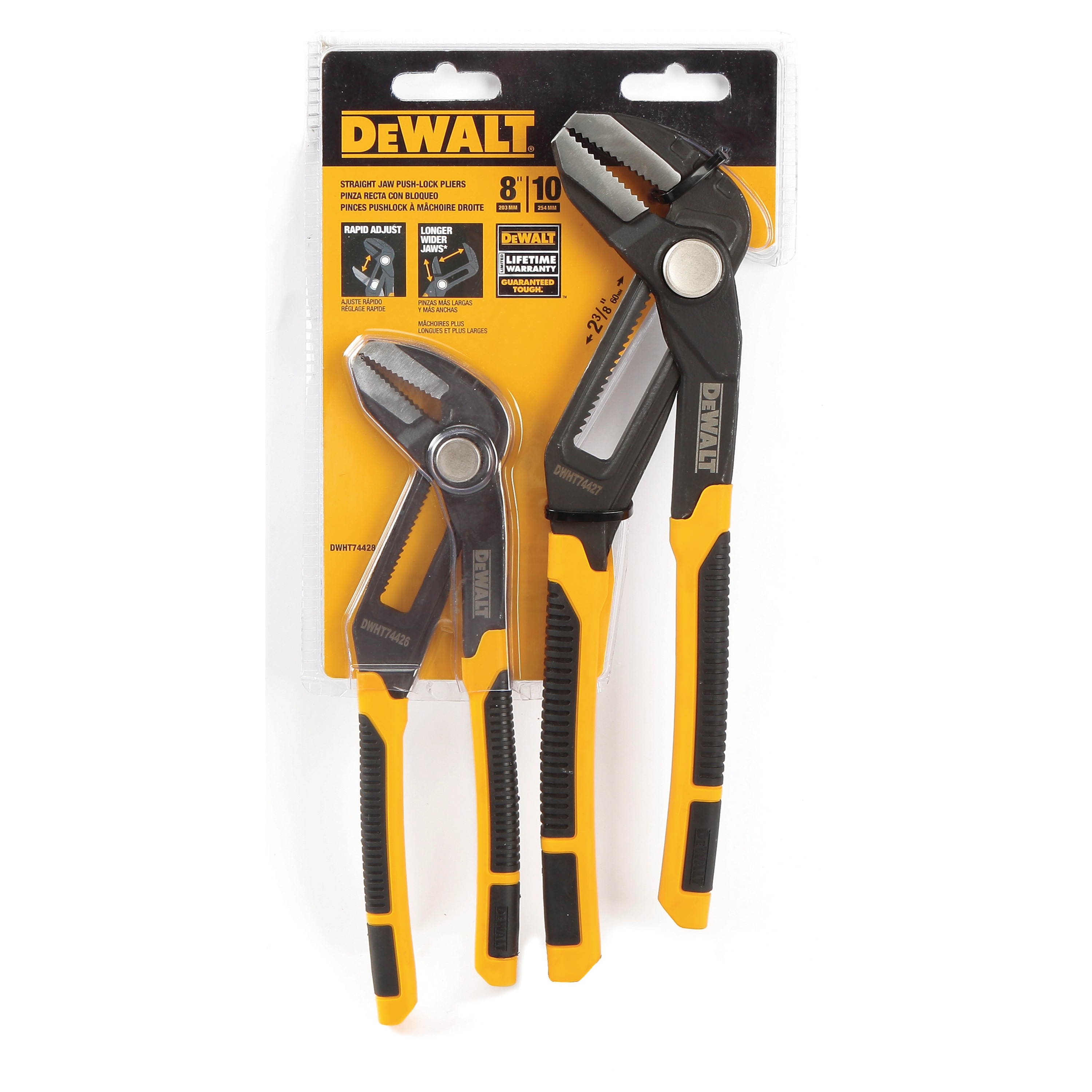 8" & 10" Pushlock Pliers 2Pack DWHT74428 DEWALT