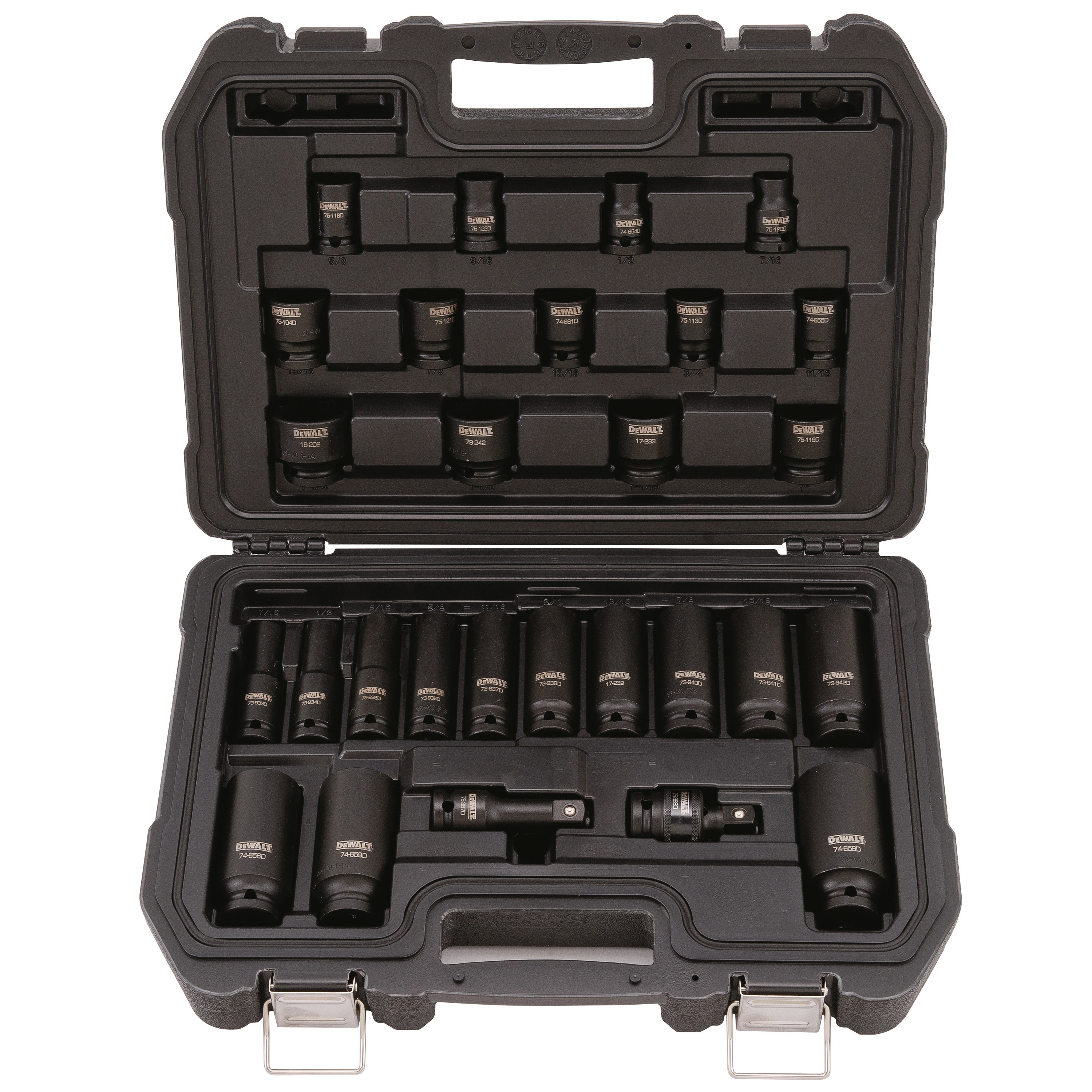 1/2 IN. DRIVE STANDARD and DEEP IMPACT SOCKET SET 6 PT. (28 pc.) DWMT19244 DEWALT