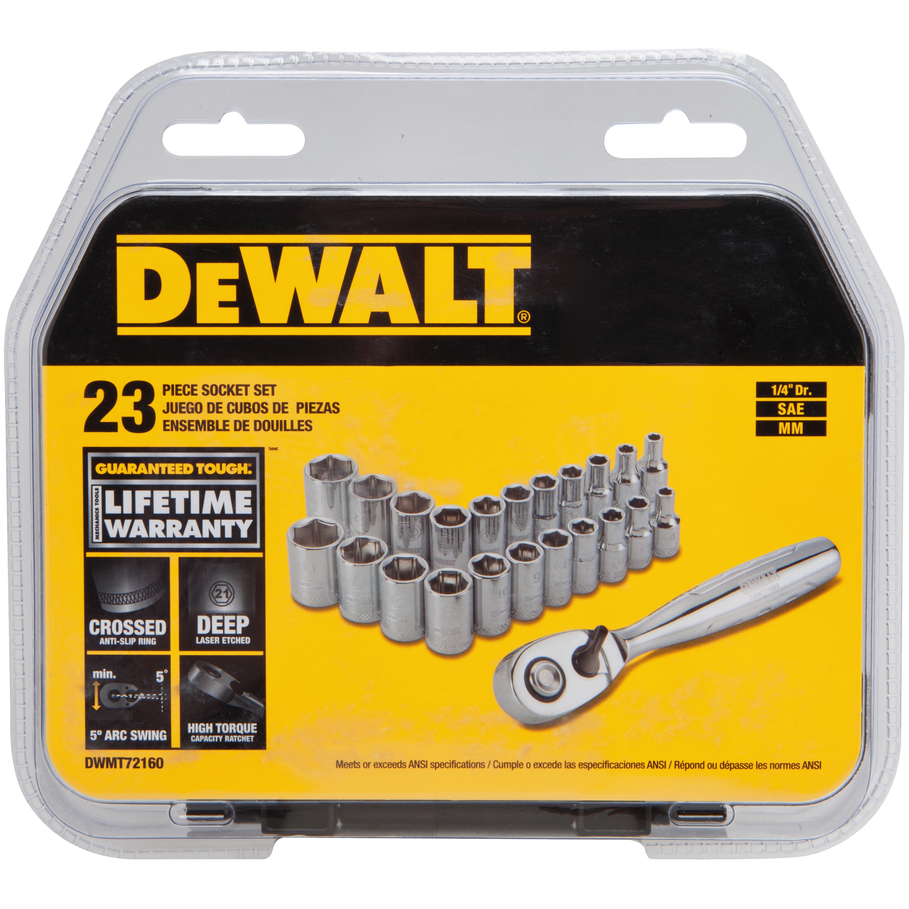 23 pc 1/4" Drive Socket Set DWMT72160 DEWALT