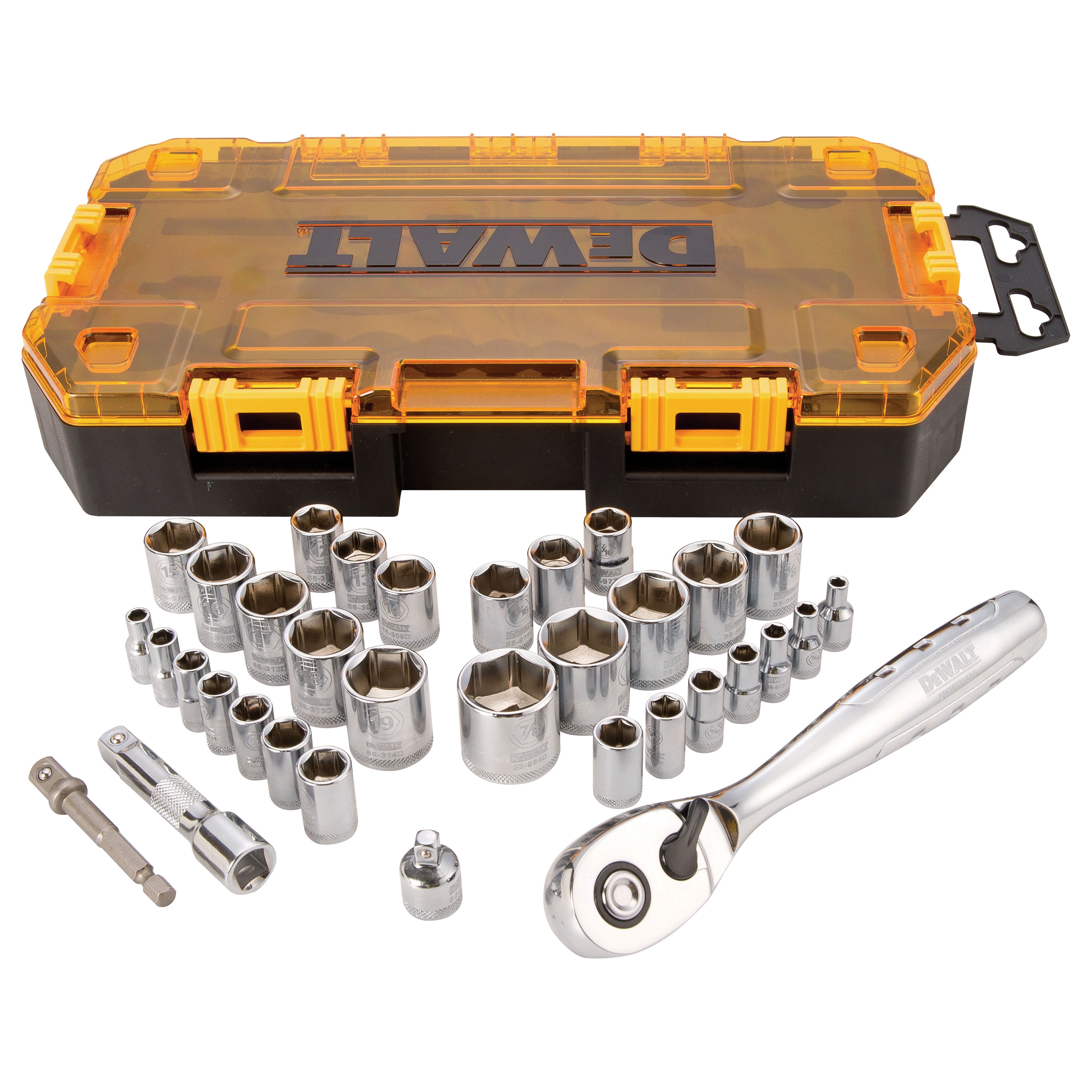 34 pc. 1/4 in. and 3/8 in. Drive Socket Set DWMT73804 DEWALT