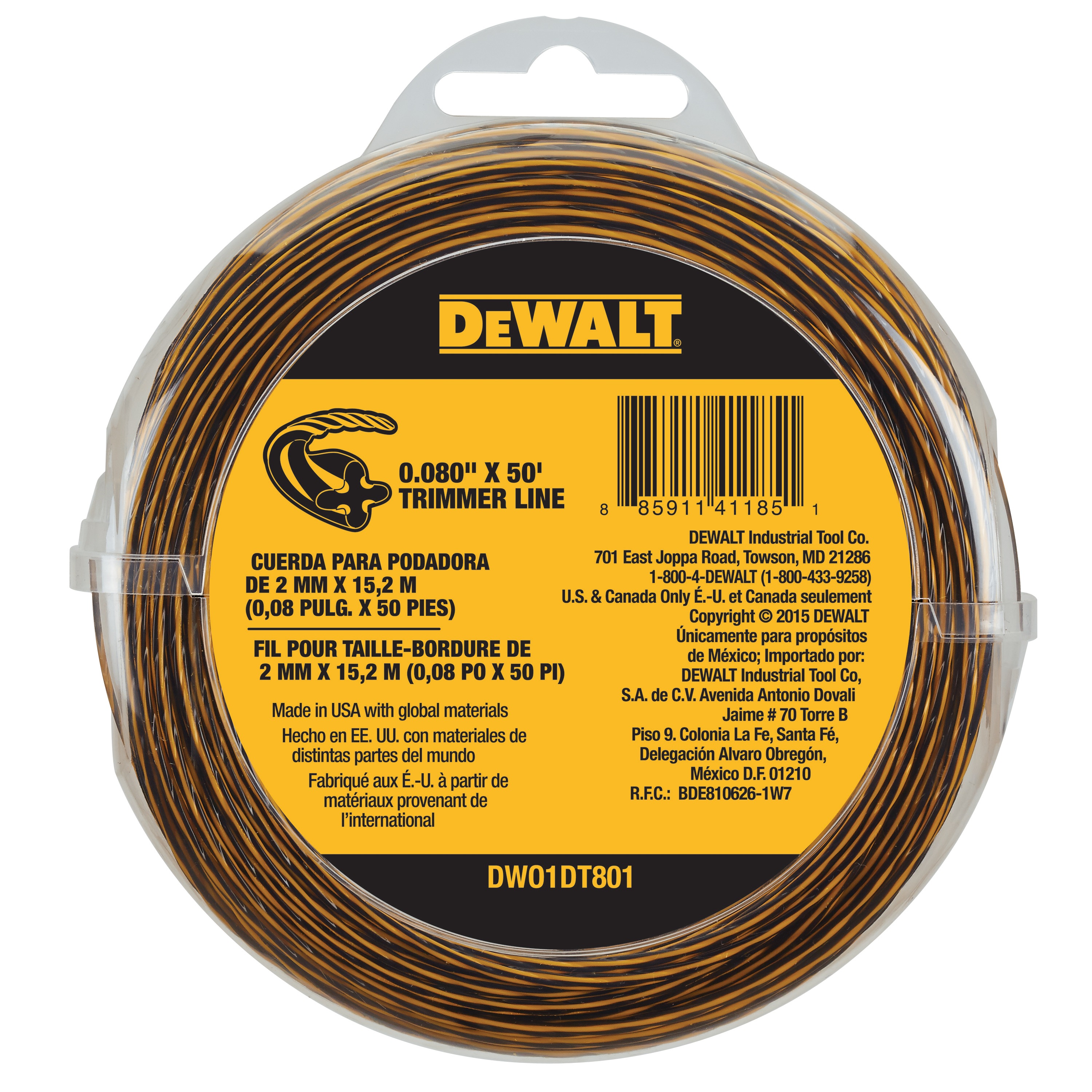 DEWALT - 0080 in x 50 ft Trimmer Line - DWO1DT801