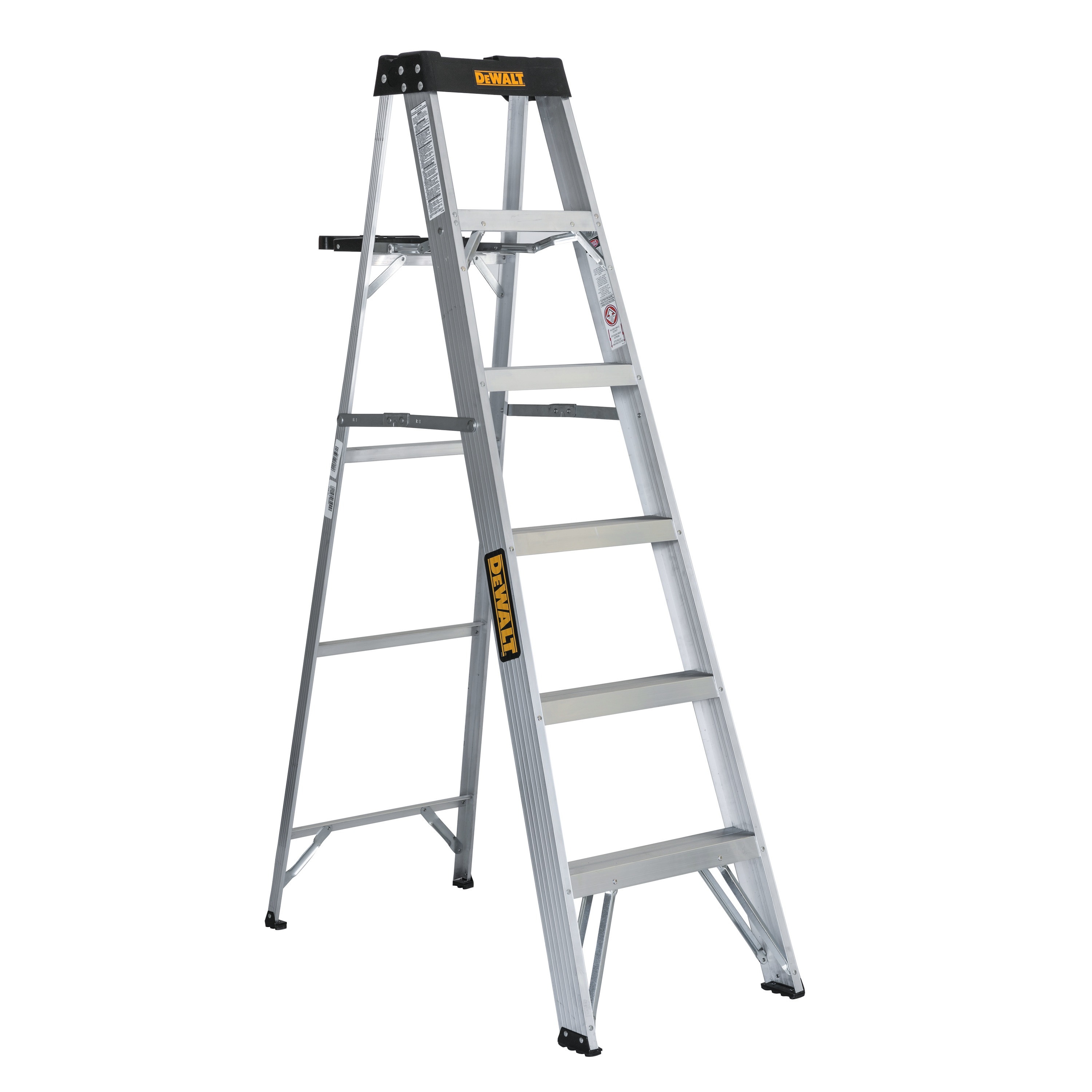 6 Foot Step Ladder Telescopic Aluminum 300-lb Capacity Step Ladder Featherl...