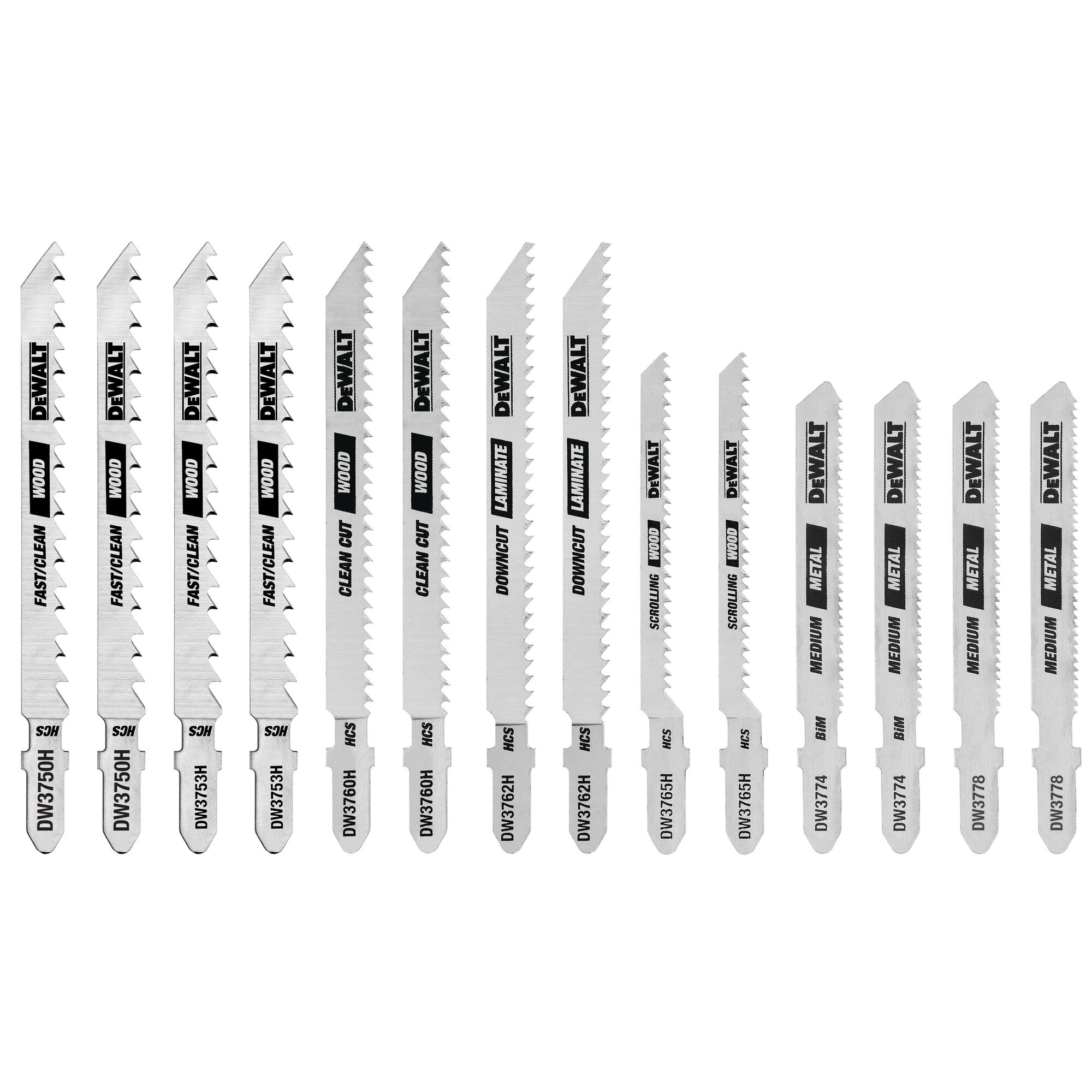 14 Piece T Shank Jig Saw Blade Set w Case DEWALT