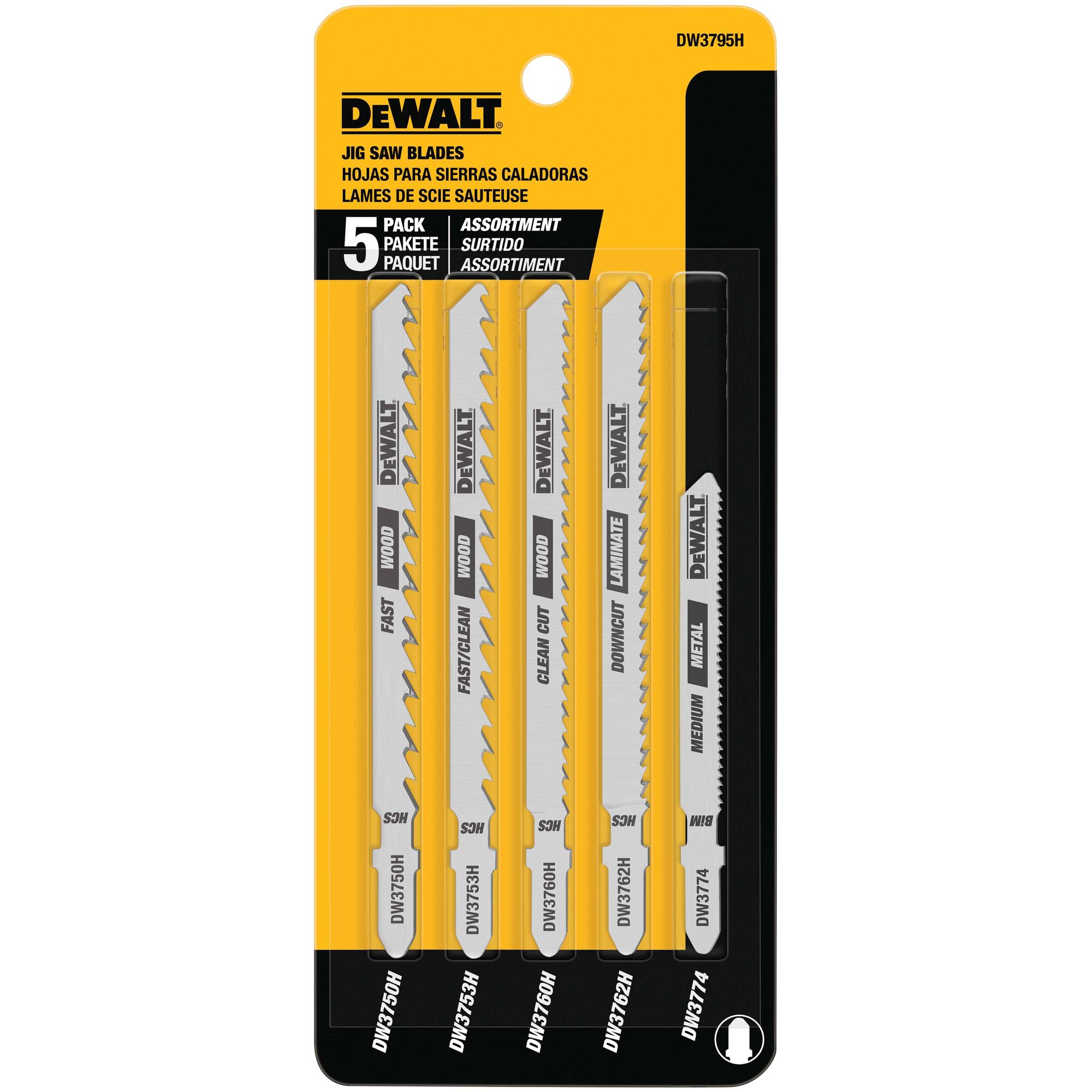 5 Piece T Shank Jig Saw Blade Set DEWALT