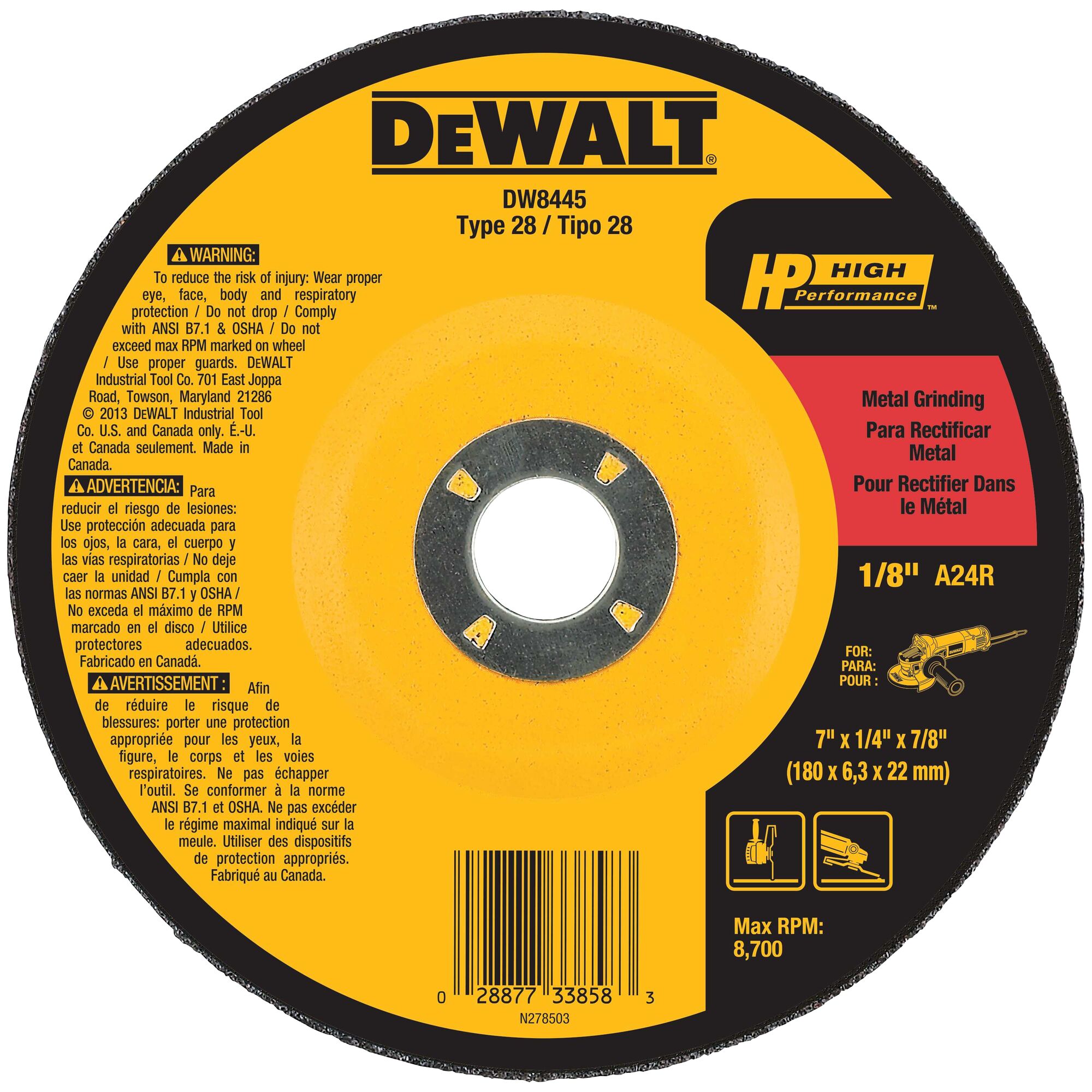 DEWALT DARB1M0225 9in AO Fiber Resin Disc 24G 25-Pack 